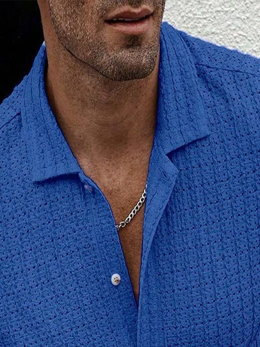 Shirt Shop Textured Mesh Cuban Collar Short Sleeve Shirt – Ralven
