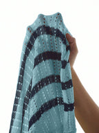 Mens Short Sleeve Crochet Knit Shirt Stripe Button Front – Drenval