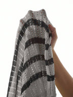 Mens Short Sleeve Crochet Knit Shirt Stripe Button Front – Drenval