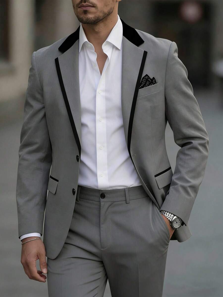 Mens Trouser Suit Shawl Collar Blazer Two-Piece Set – Vandro