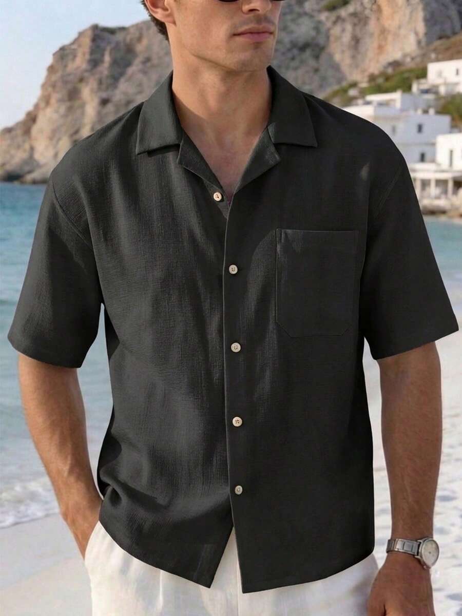 Mens T-Shirt Faux Linen Oversized Fit Short Sleeve Casual Shirt – Valner