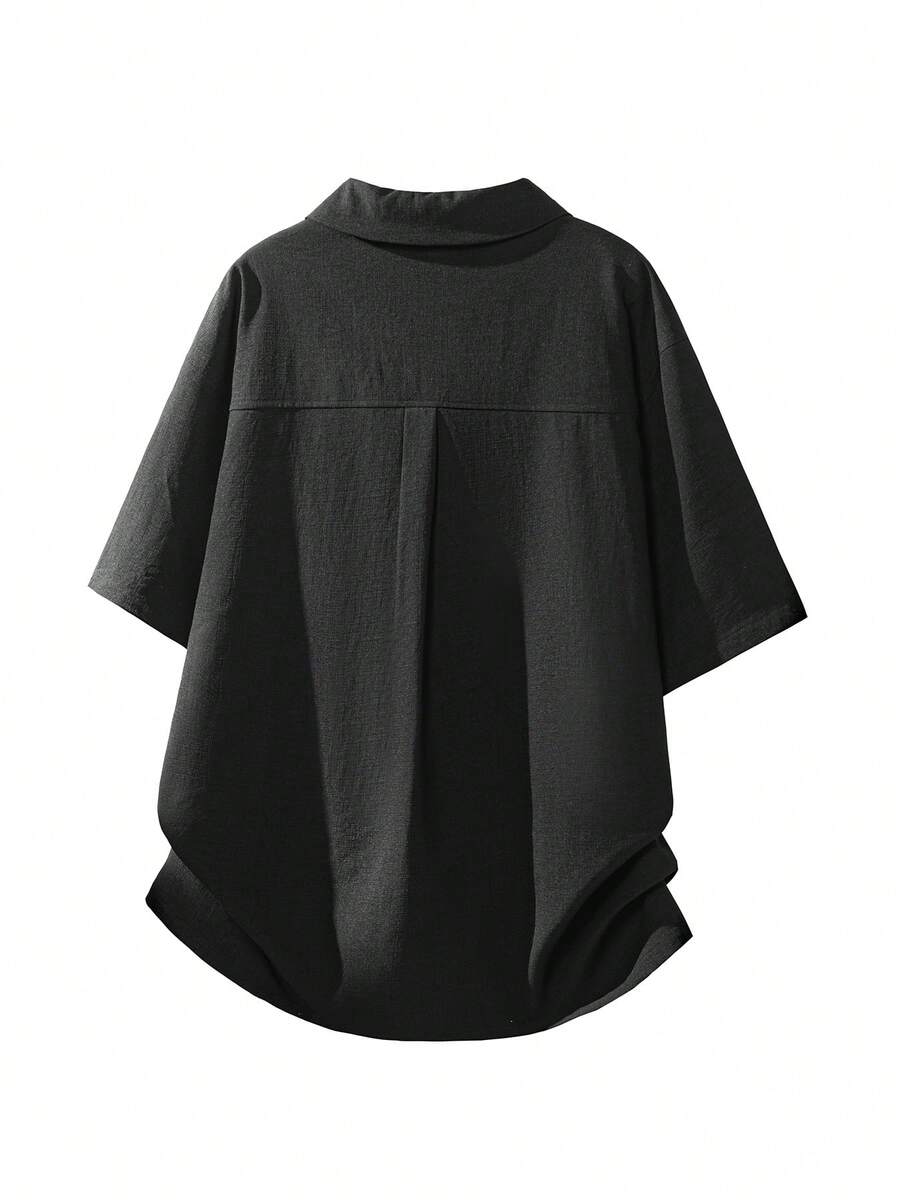 Mens T-Shirt Faux Linen Oversized Fit Short Sleeve Casual Shirt – Valner