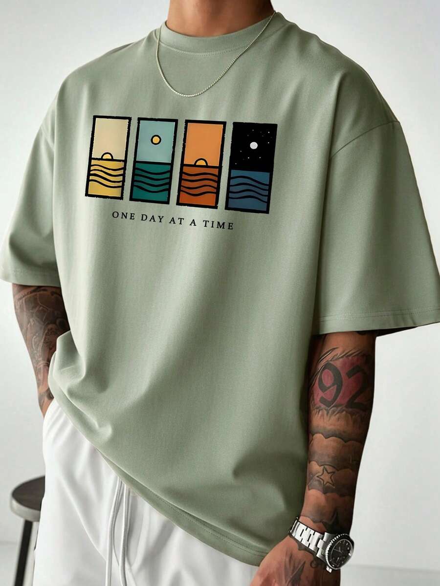 Men's T-Shirt Minimalist Graphic Drop Shoulder Short Sleeve – Corso