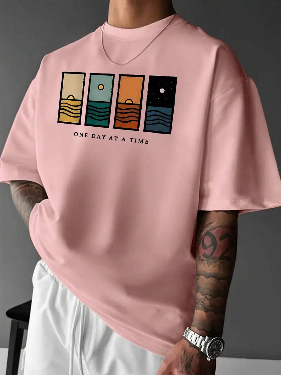 Men's T-Shirt Minimalist Graphic Drop Shoulder Short Sleeve – Corso