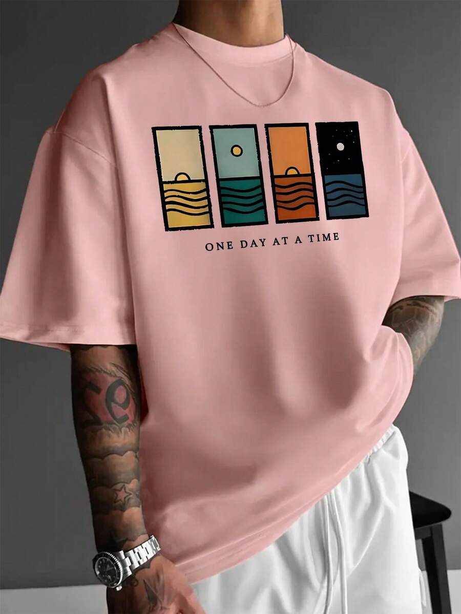 Men's T-Shirt Minimalist Graphic Drop Shoulder Short Sleeve – Corso