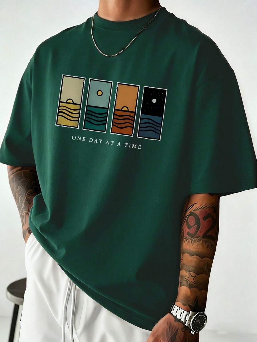 Men's T-Shirt Minimalist Graphic Drop Shoulder Short Sleeve – Corso