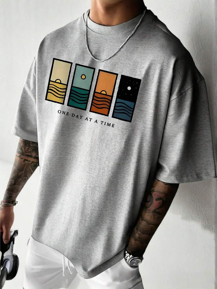 Men's T-Shirt Minimalist Graphic Drop Shoulder Short Sleeve – Corso