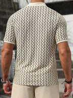 Mens Polo Shirt Geometric Jacquard Knit Short Sleeve – Balvex