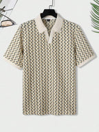 Mens Polo Shirt Geometric Jacquard Knit Short Sleeve – Balvex