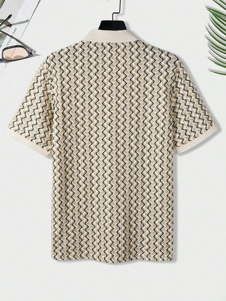 Mens Polo Shirt Geometric Jacquard Knit Short Sleeve – Balvex