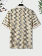 Mens Polo Shirt Geometric Jacquard Knit Short Sleeve – Balvex