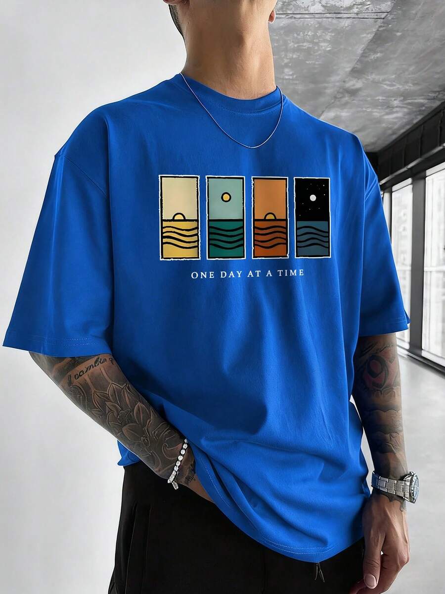 Men's T-Shirt Minimalist Graphic Drop Shoulder Short Sleeve – Corso