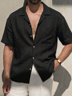 Mens T-Shirt Faux Linen Oversized Fit Short Sleeve Casual Shirt – Valner