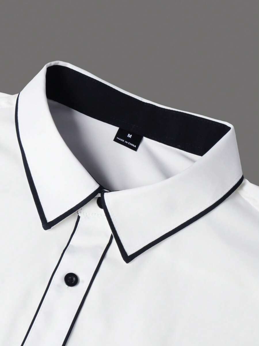 Shirt Shop Stand Collar Button-Up Long Sleeve Polyester Stretch – Marvo
