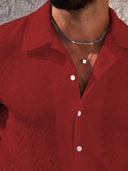 Mens Short Sleeve Shirt Solid Color Single-Breasted Casual – Vanto