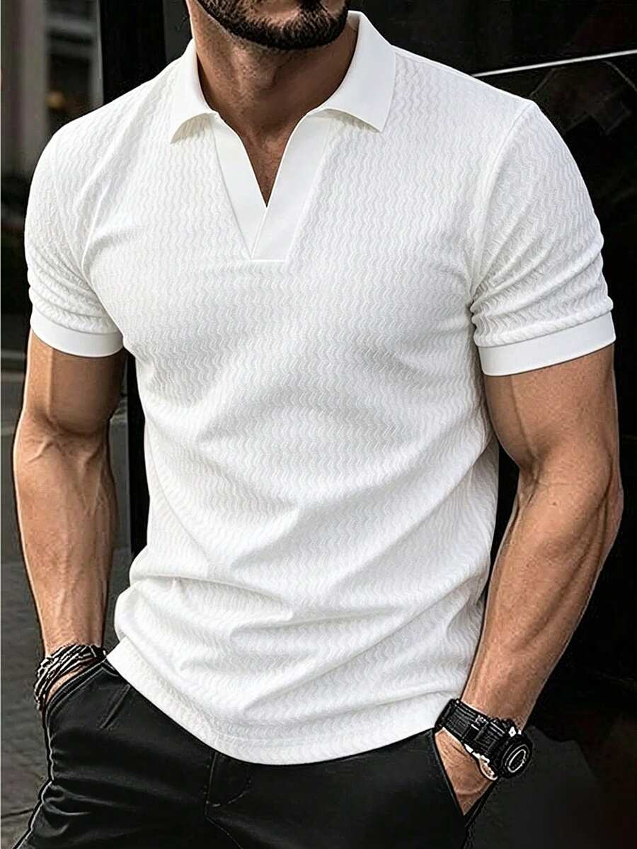 Mens Polo Shirt Geometric Jacquard Knit Short Sleeve – Balvex