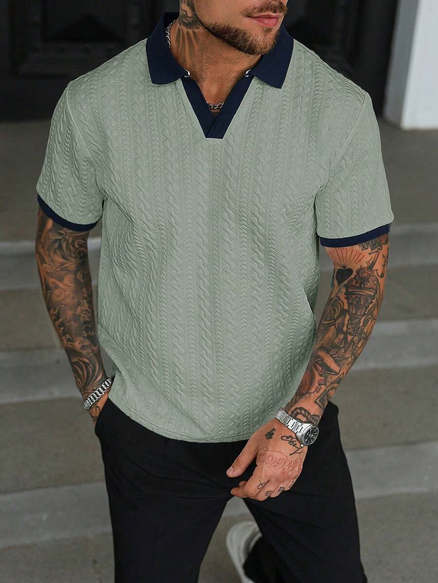 Mens Polo Shirt Contrast Binding Knit Short Sleeve – Valron