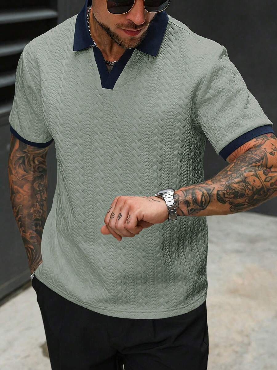 Mens Polo Shirt Contrast Binding Knit Short Sleeve – Valron