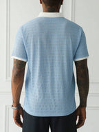 Mens Polo Shirt Geometric Jacquard Knit Short Sleeve – Balvex