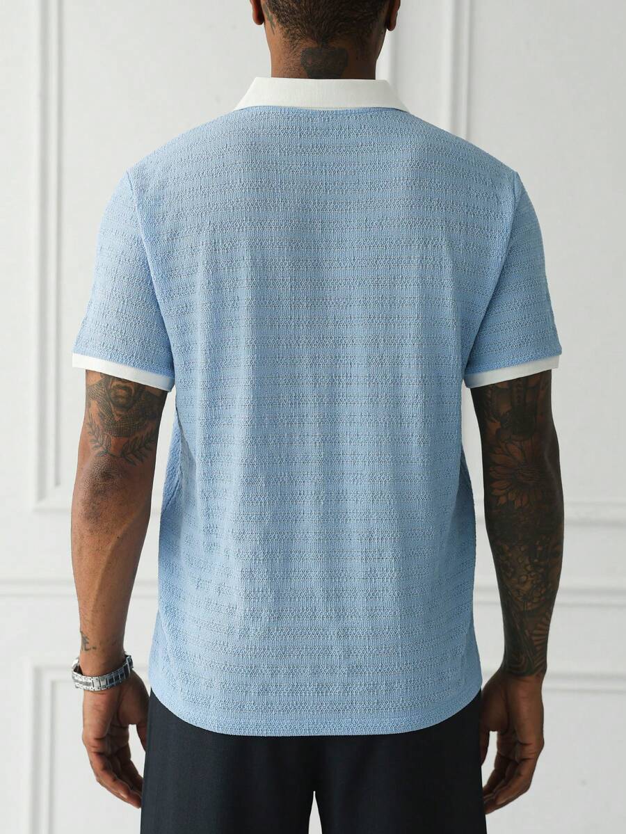 Mens Polo Shirt Geometric Jacquard Knit Short Sleeve – Balvex