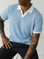 Mens Polo Shirt Geometric Jacquard Knit Short Sleeve – Balvex