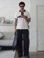 Mens Polo Shirt Geometric Jacquard Knit Short Sleeve – Balvex
