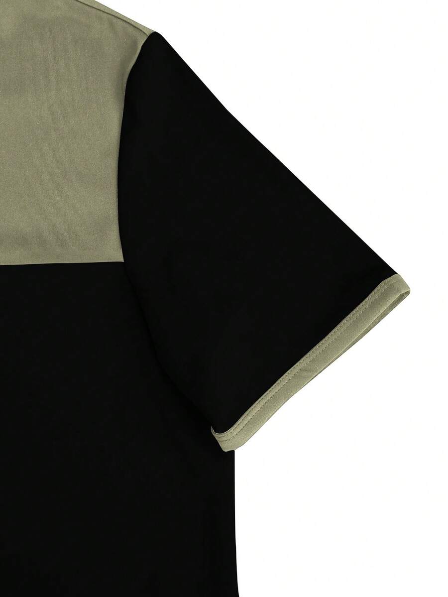 Mens T-Shirt and Shorts Set Color Block Crewneck Short Sleeve – Valco