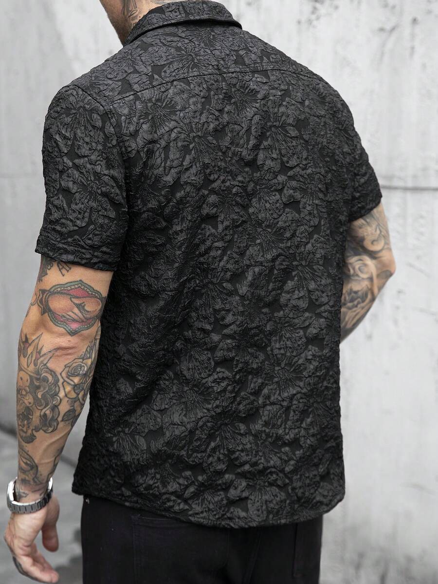 Mens Short Sleeve Shirt Solid Color Single-Breasted Casual – Vanto