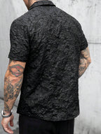 Mens Short Sleeve Shirt Solid Color Single-Breasted Casual – Vanto