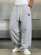 Mens Pant Wide Leg Drawstring Sweatpant Solid Relaxed Fit – Galdron
