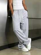 Mens Pant Wide Leg Drawstring Sweatpant Solid Relaxed Fit – Galdron
