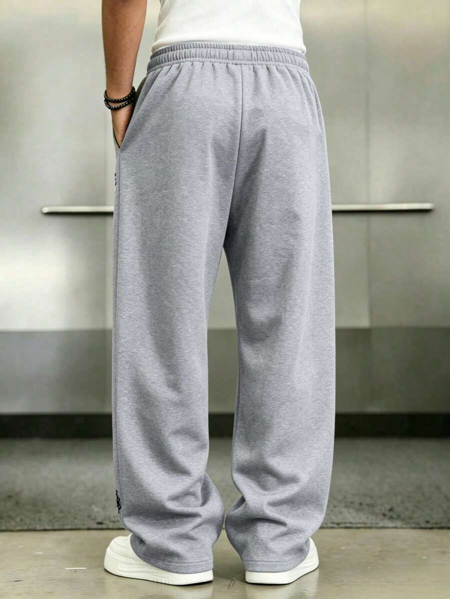 Mens Pant Wide Leg Drawstring Sweatpant Solid Relaxed Fit – Galdron