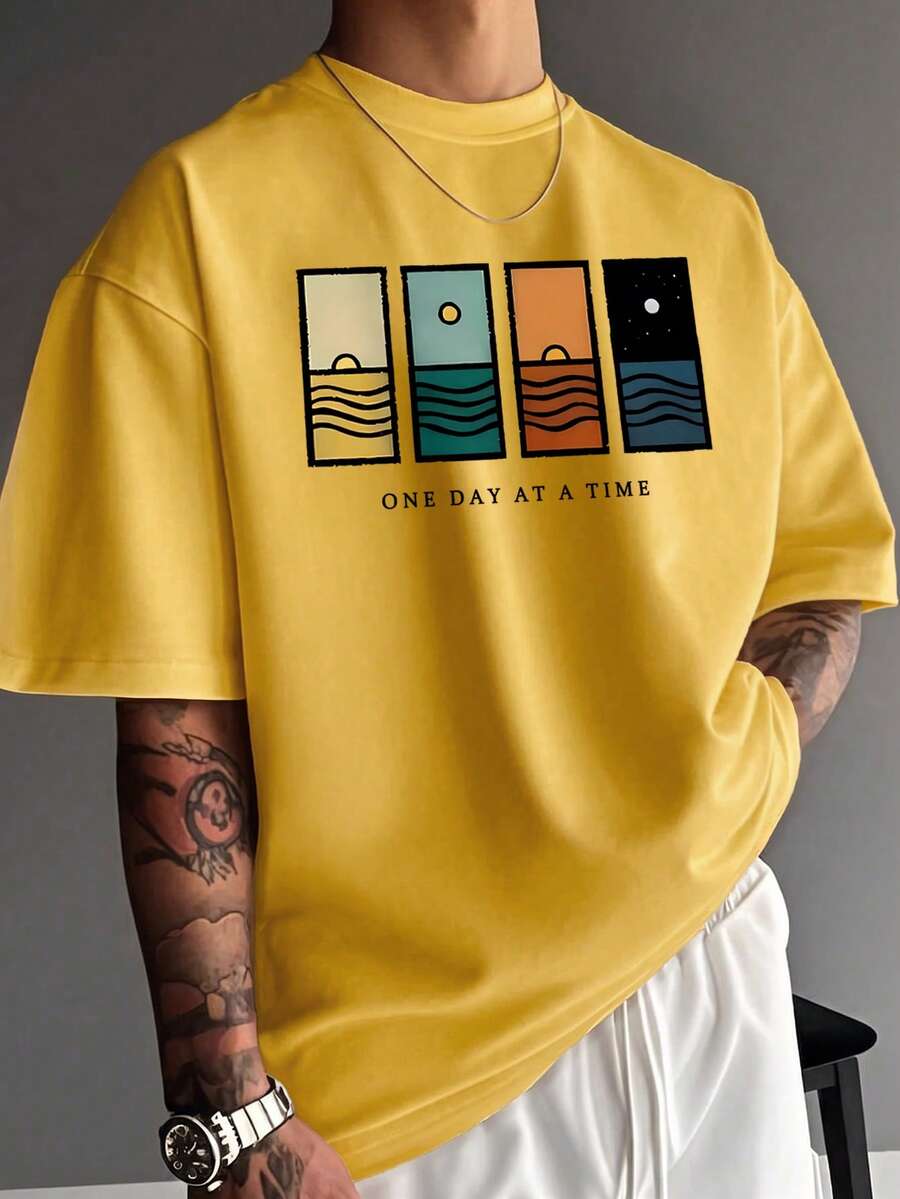 Men's T-Shirt Minimalist Graphic Drop Shoulder Short Sleeve – Corso