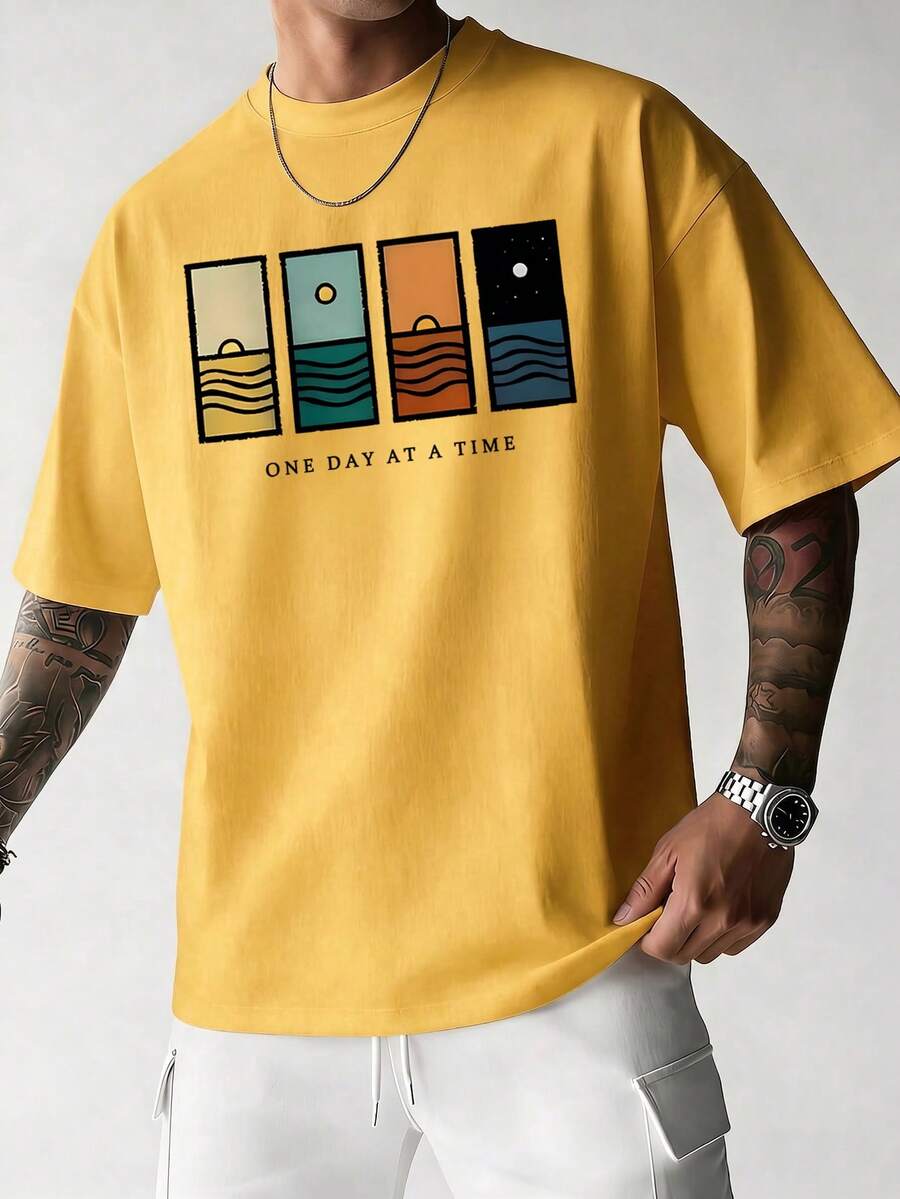 Men's T-Shirt Minimalist Graphic Drop Shoulder Short Sleeve – Corso