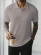 Mens Polo Shirt Geometric Jacquard Knit Short Sleeve – Balvex
