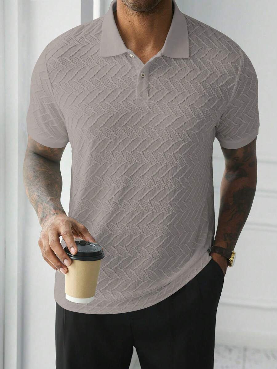 Mens Polo Shirt Geometric Jacquard Knit Short Sleeve – Balvex