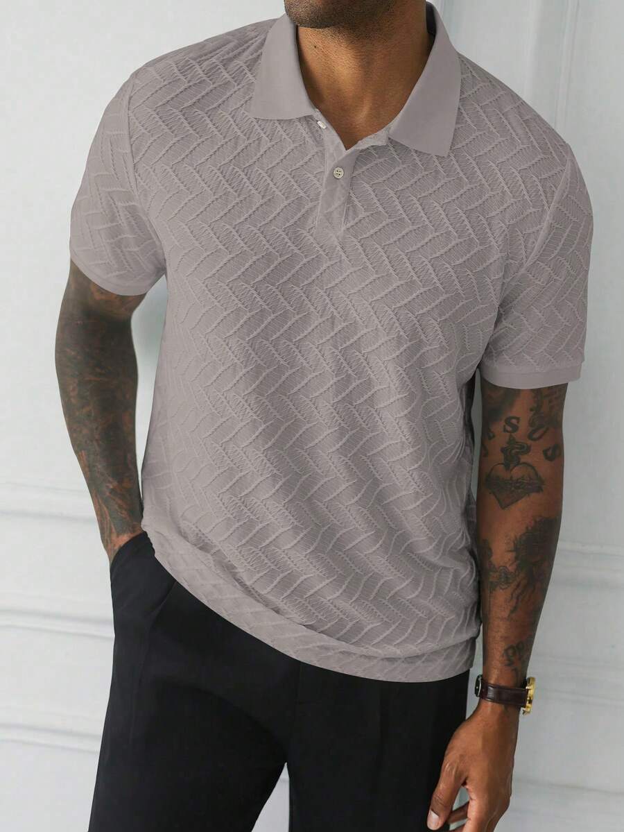 Mens Polo Shirt Geometric Jacquard Knit Short Sleeve – Balvex