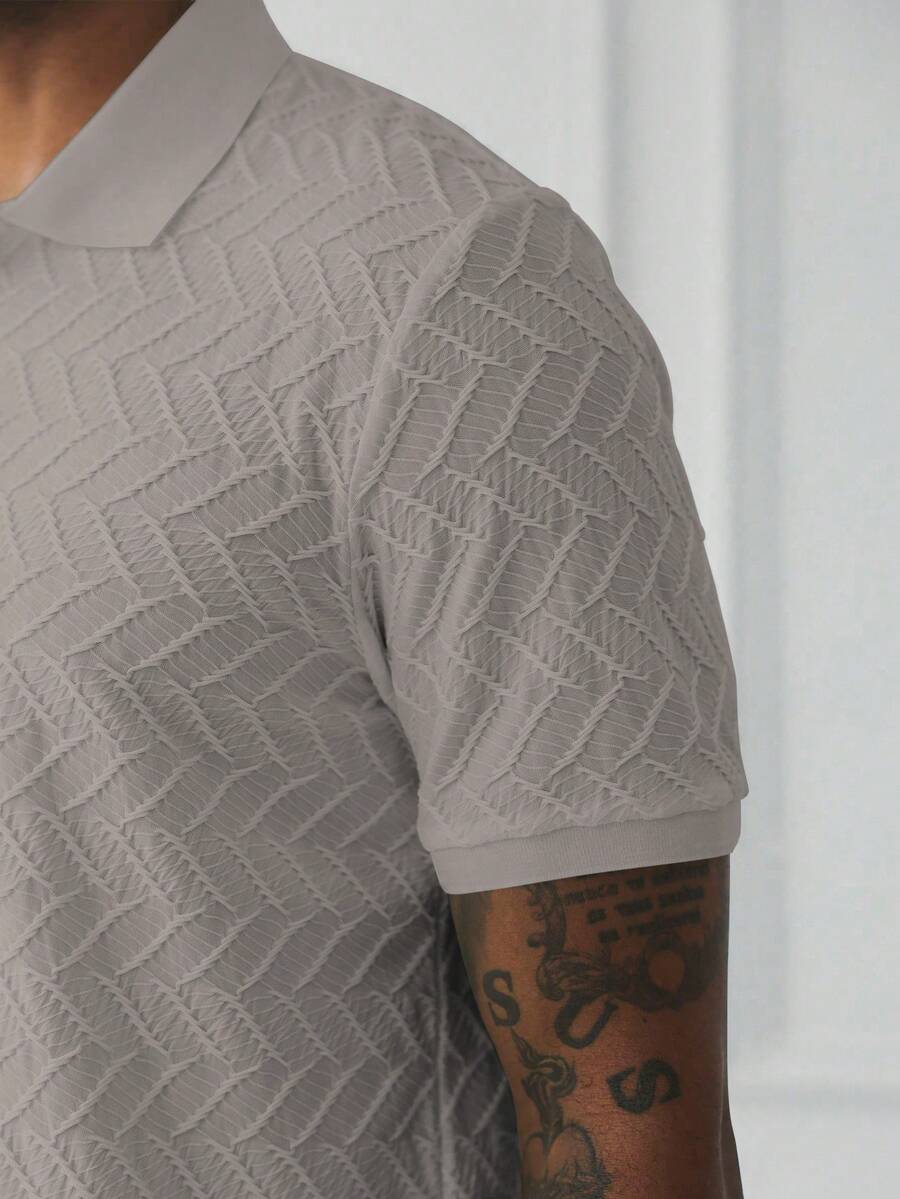 Mens Polo Shirt Geometric Jacquard Knit Short Sleeve – Balvex