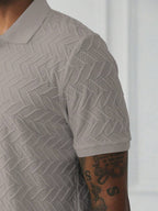Mens Polo Shirt Geometric Jacquard Knit Short Sleeve – Balvex