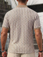 Mens Polo Shirt Geometric Jacquard Knit Short Sleeve – Balvex