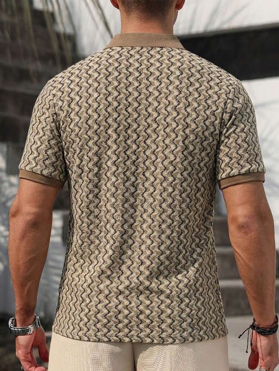Mens Polo Shirt Geometric Jacquard Knit Short Sleeve – Balvex