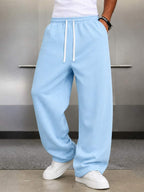 Mens Pant Wide Leg Drawstring Sweatpant Solid Relaxed Fit – Galdron