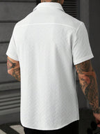 Mens Short Sleeve Shirt Solid Color Single-Breasted Casual – Vanto