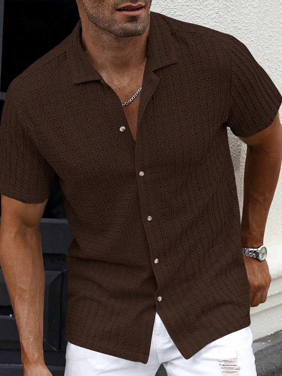 Shirt Shop Textured Mesh Cuban Collar Short Sleeve Shirt – Ralven