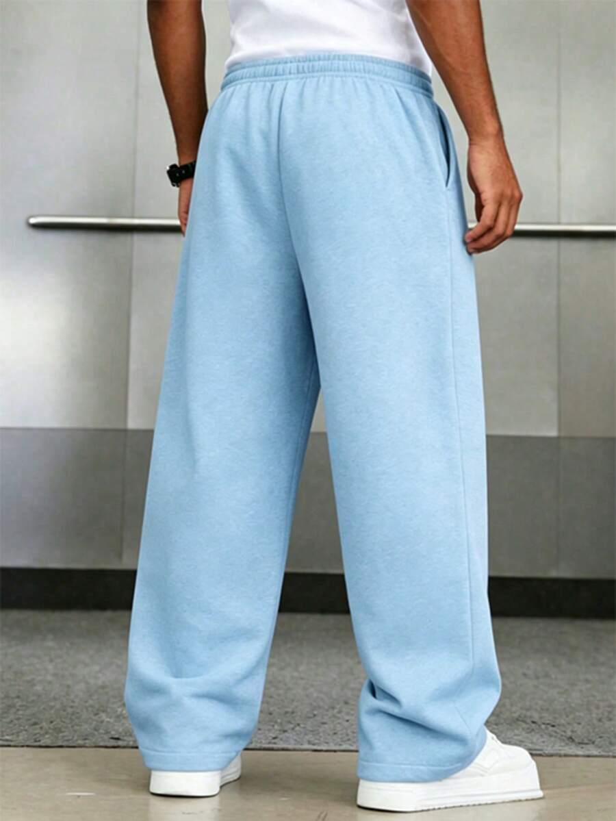Mens Pant Wide Leg Drawstring Sweatpant Solid Relaxed Fit – Galdron