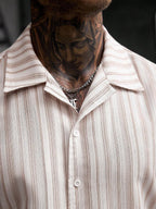 Mens Short Sleeve Shirt Solid Color Single-Breasted Casual – Vanto
