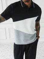 Mens Polo Shirt Geometric Jacquard Knit Short Sleeve – Balvex
