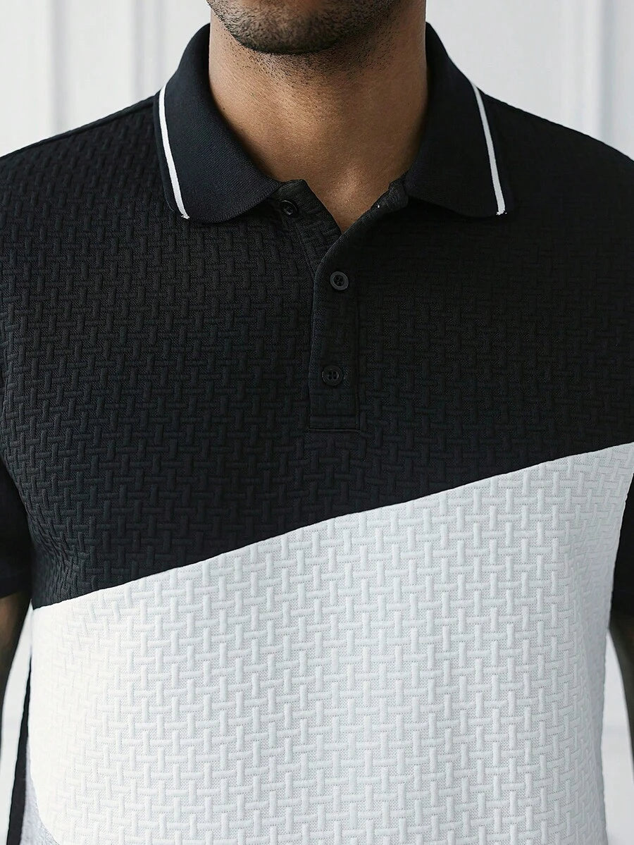 Mens Polo Shirt Geometric Jacquard Knit Short Sleeve – Balvex