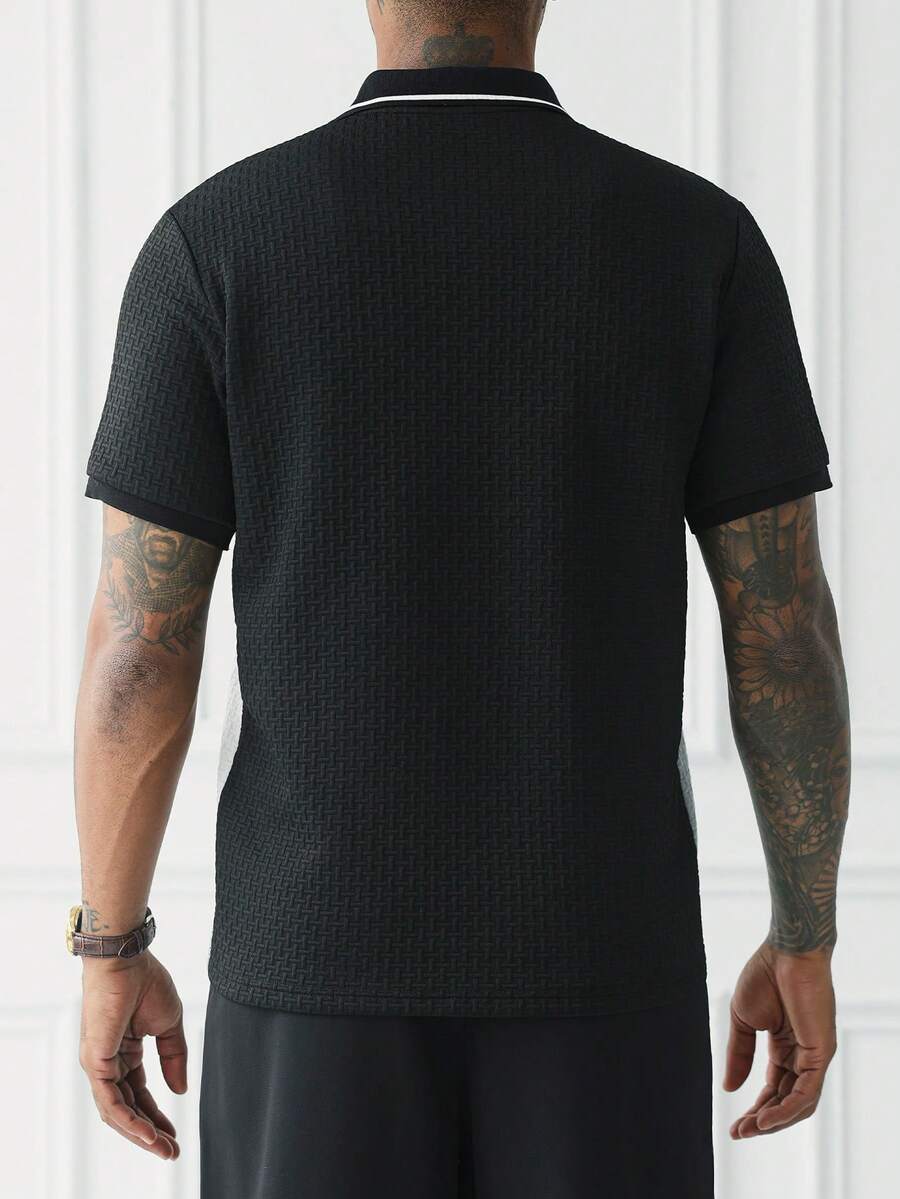 Mens Polo Shirt Geometric Jacquard Knit Short Sleeve – Balvex