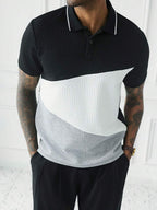 Mens Polo Shirt Geometric Jacquard Knit Short Sleeve – Balvex